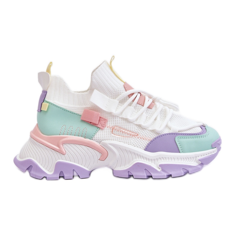 PS1 Women's Slip-on Sock Sneakers White/Purple Keaton