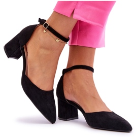 Suede Heel Pumps Black Promise
