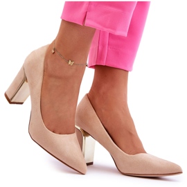 Classic Suede Heel Pumps Beige Elizabeth