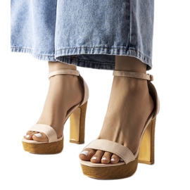 Inna Beige high heel sandals from Selsa