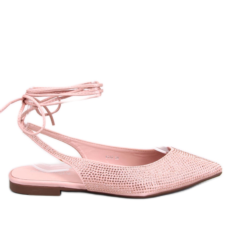 Ballerinas with rhinestones open heel Vonda Nude pink