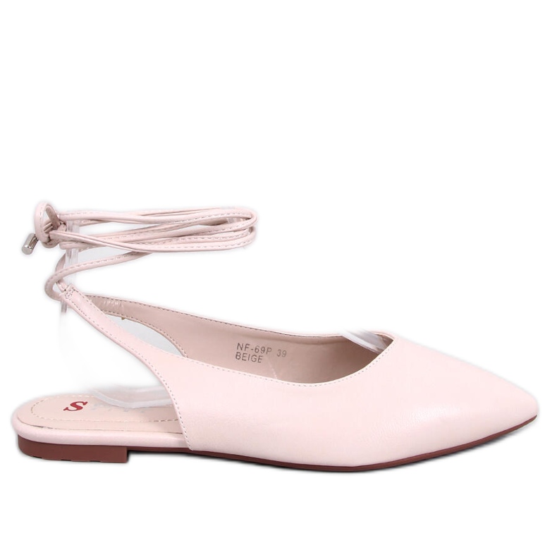 Jody Beige lace-up open-heel ballet flats
