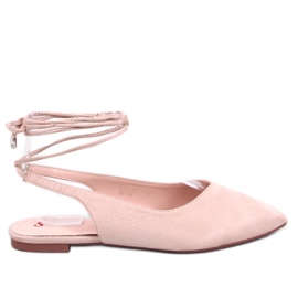 Pirson Beige lace-up open-heel ballerinas