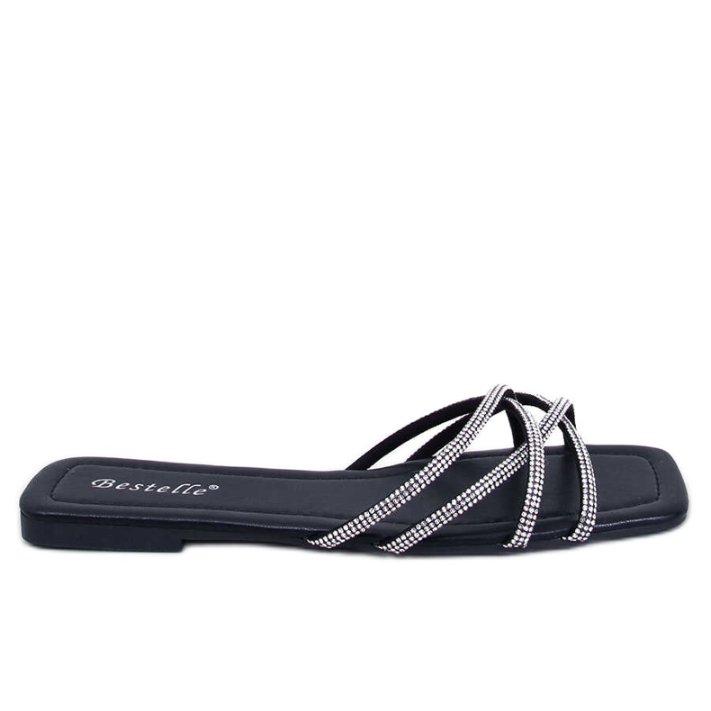 Rexha Black rhinestone sliders