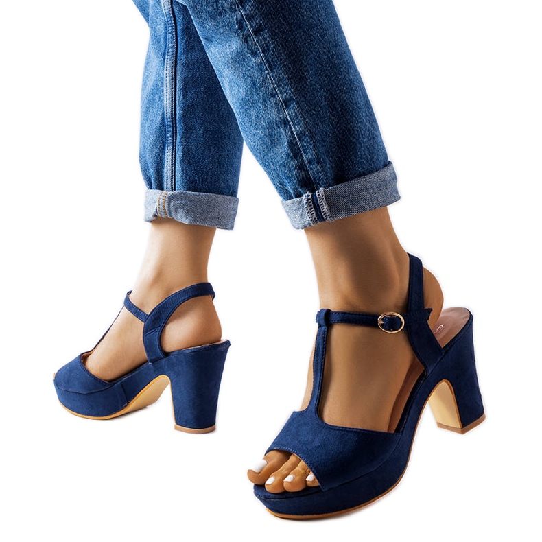 Inna Navy blue Tearlach block sandals