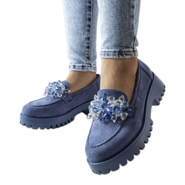 Blue eco suede shoes with crystals Lilja Blue eco suede shoes with crystals Lilja