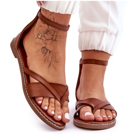 Women's Zipper Flat Sandals Brown Rise Up!