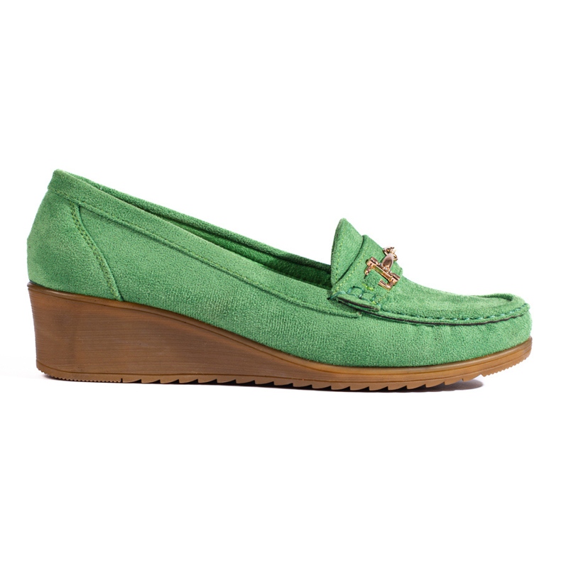 Women's suede wedge moccasins Shelovet green