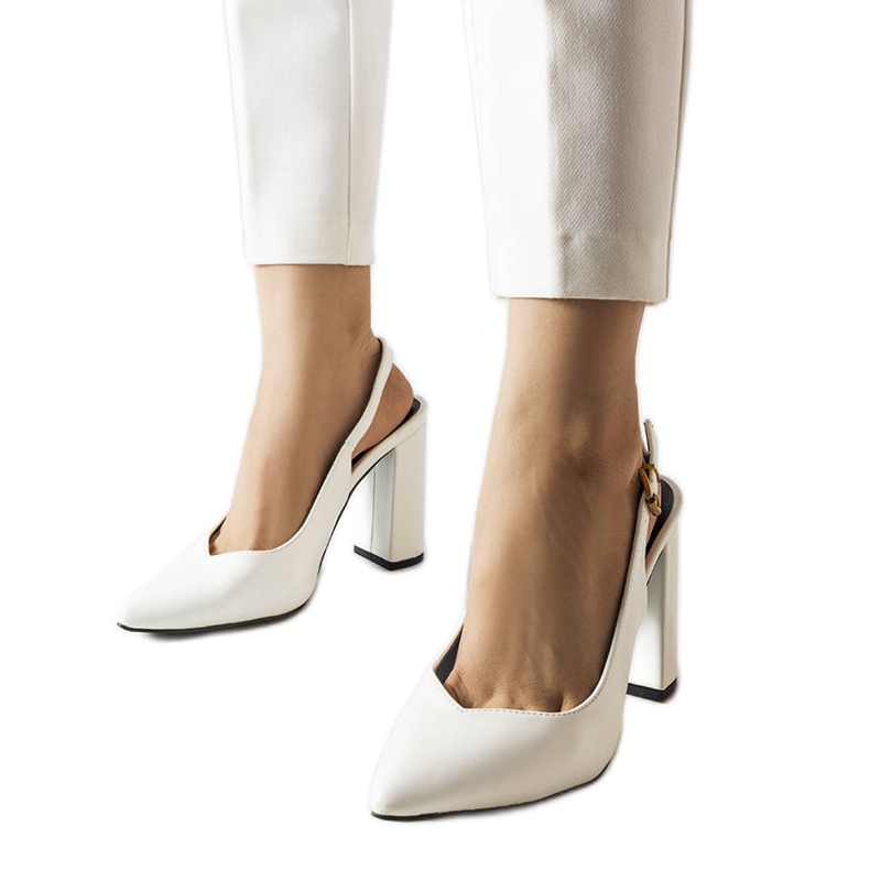 White open heel pumps from Wechsler