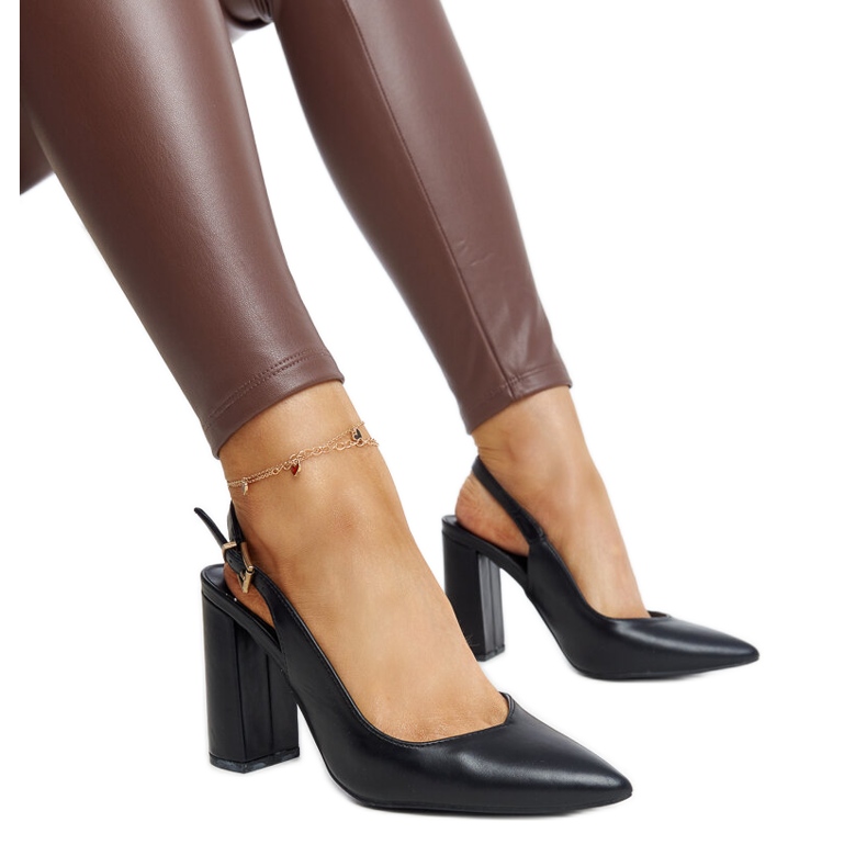 Black open heel pumps from Wechsler
