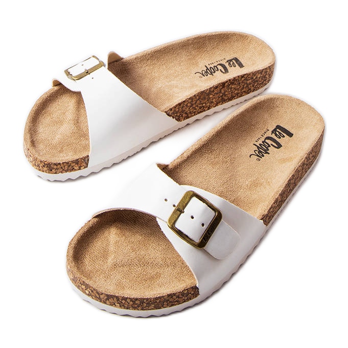 White cork slides with buckles from Lee Cooper LCW-22-35-1169L