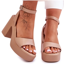 Fashionable Sandals On Massive Beige Karmine Heels