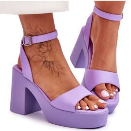 Fashionable Purple Karmine Massive High Heel Sandals violet