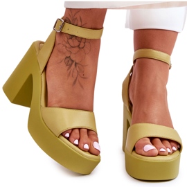 Fashionable Lime Karmine Sandals With Massive Heels green Fashionable Lime Karmine Sandals With Massive Heels green