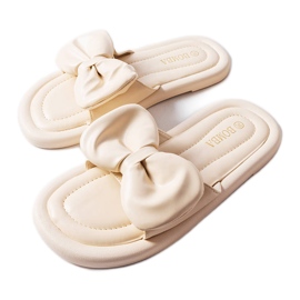 Inna Beige bow slippers from Lende