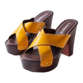 Yellow high heel sliders from Lépicier