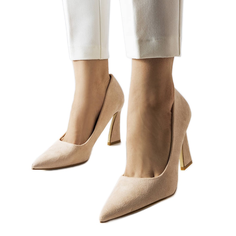 Inna Beige pumps on an asymmetric stiletto heel from Linda