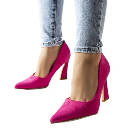 Pink pumps on an asymmetric stiletto heel from Linda