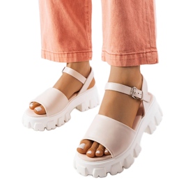 Beige sandals on a massive Vinceza sole