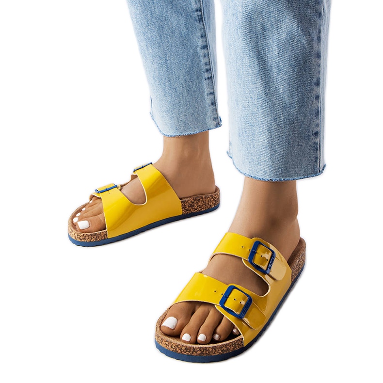 Yellow cork slides with buckles from Lee Cooper LCW-22-35-1158L