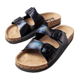 Black cork sliders with buckles from Lee Cooper LCW-22-35-1154L