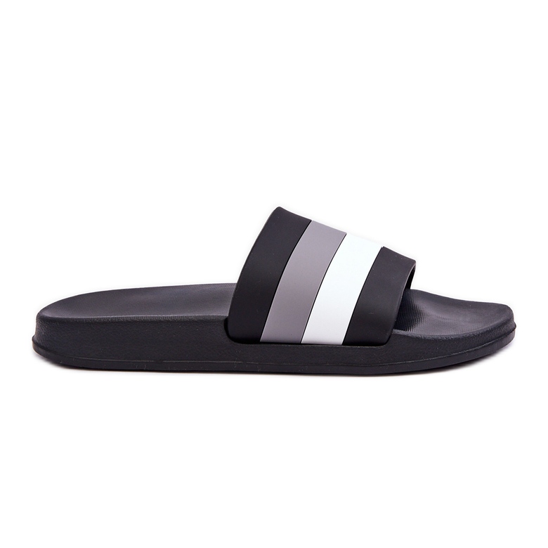Women's Black Vision Striped Slippers