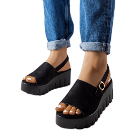 Black women's wedge sandals from Berfin