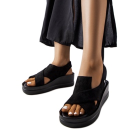 Black wedge sandals from Adelina Black wedge sandals from Adelina