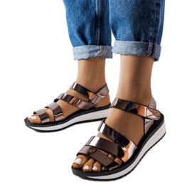 Inna Gray patent leather sandals from Dizi grey
