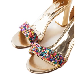 Inna Gold sandals decorated with Lobelia stones golden