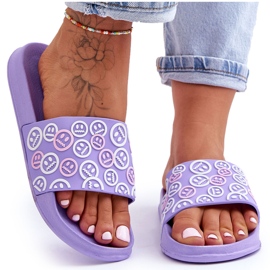 Women's Slippers With Emoticons Purple Cosette