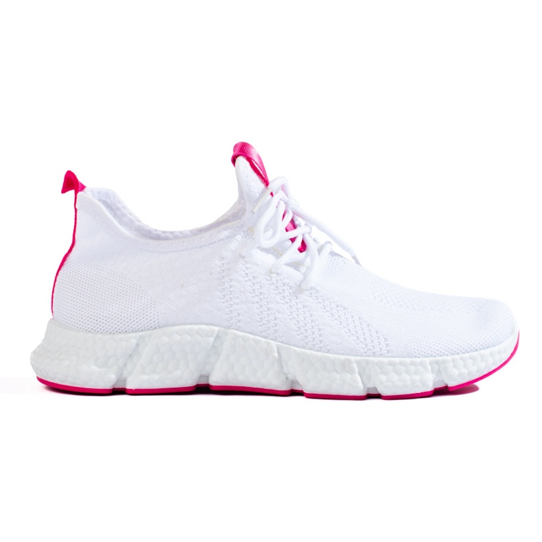Shelovet white sneakers with a fuchsia insert