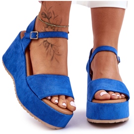 Women's Suede Wedge Sandals Blue Lydia Women's Suede Wedge Sandals Blue Lydia