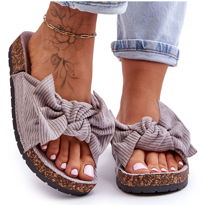 Corduroy Cork Slippers Gray Summertime grey