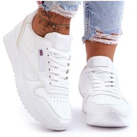 PM1 White Merida Leather Lace-up Platform Sports Shoes PM1 White Merida Leather Lace-up Platform Sports Shoes