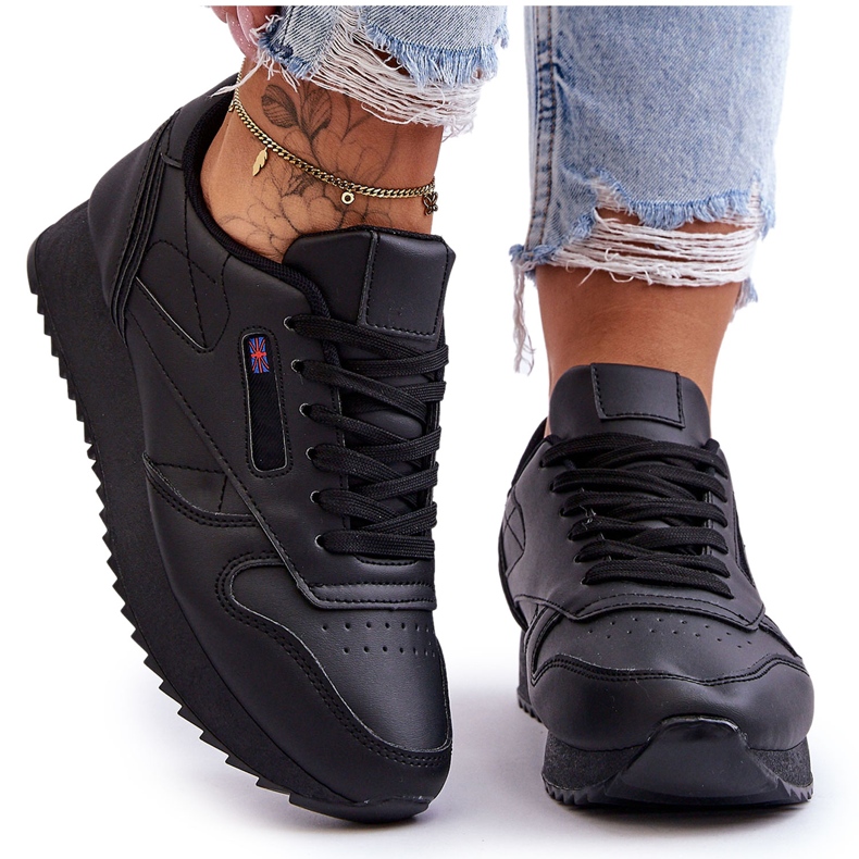 PM1 Merida Black Lace-up Platform Leather Sports Shoes PM1 Merida Black Lace-up Platform Leather Sports Shoes