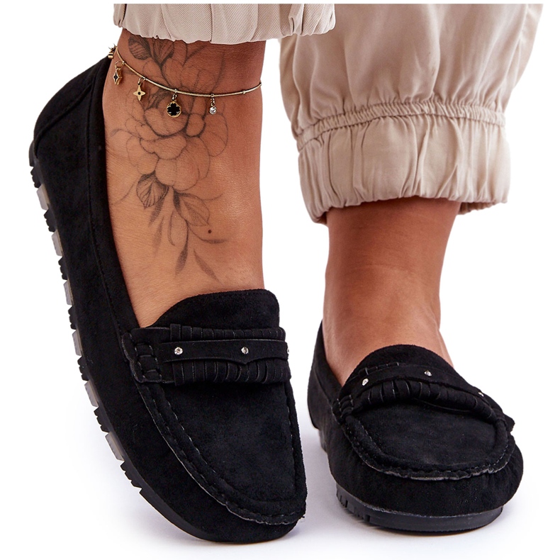 PG1 Women's Suede Loafers Black Clorie