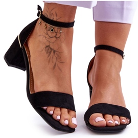 Sandals On A Stable Heel Black Palermo Sandals On A Stable Heel Black Palermo