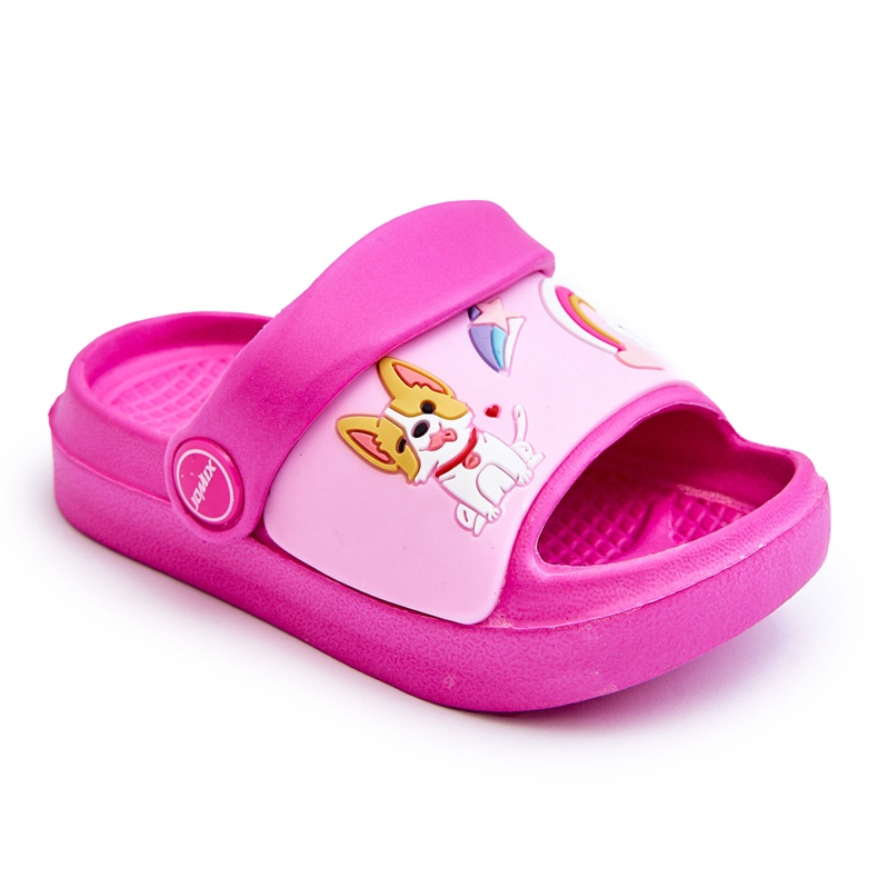 WJ1 Light Children's Flip Flops Sandals With A Dog Motif Fuchsia Rico pink