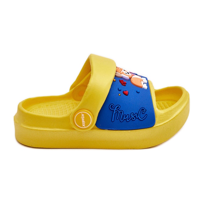 WJ1 Light Children's Flip Flops Sandals With Dog Motif Yellow Rico