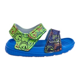 Children's Foam Light Sandals Patterned Blue And Green Malaga Children's Foam Light Sandals Patterned Blue And Green Malaga