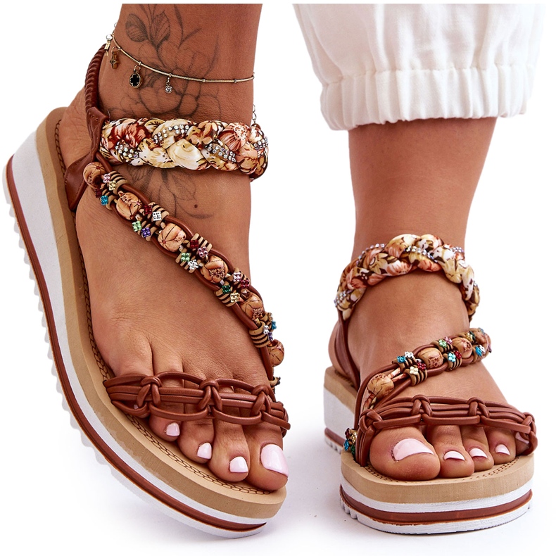 Comfortable Women's Wedge Sandals Brown Jodie
