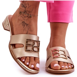 Women's Elegant Slippers With Golden Atlantis Decoration