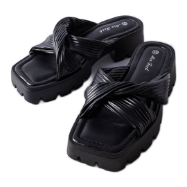 Dubé black sliders with tractor soles Dubé black sliders with tractor soles