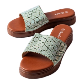 Green openwork sliders with zircons from Irvine