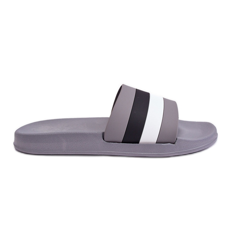 WJ1 Gray Vision Men's Striped Slippers grey