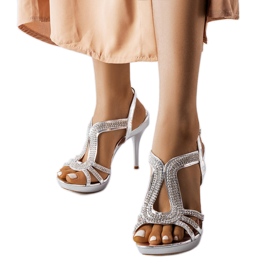 Inna Silver sandals on a pin with cubic zirconias from Rafe Inna Silver sandals on a pin with cubic zirconias from Rafe