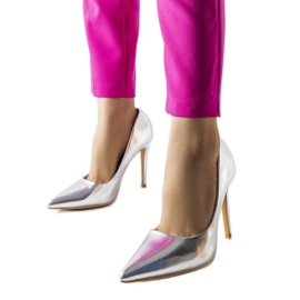 Silver metallic Cabell heels