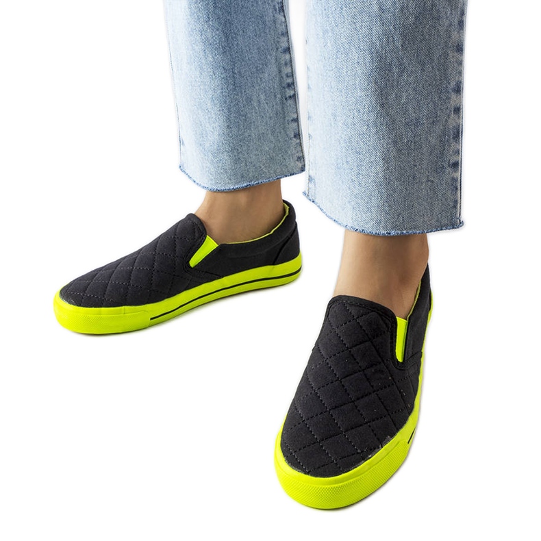 Black quilted slip-on sneakers from Balsamo