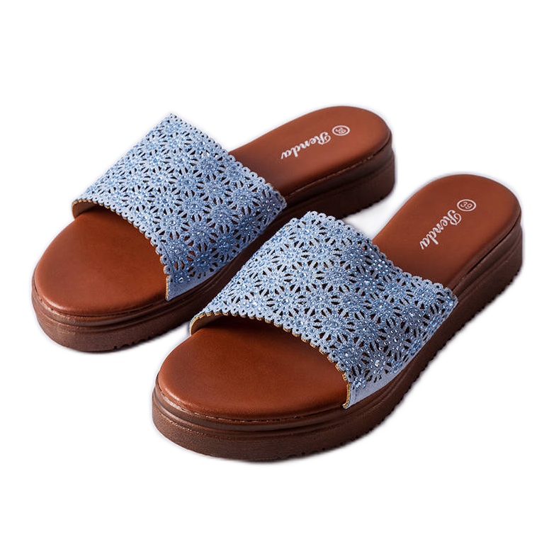 Blue openwork sliders with zircons from Irvine